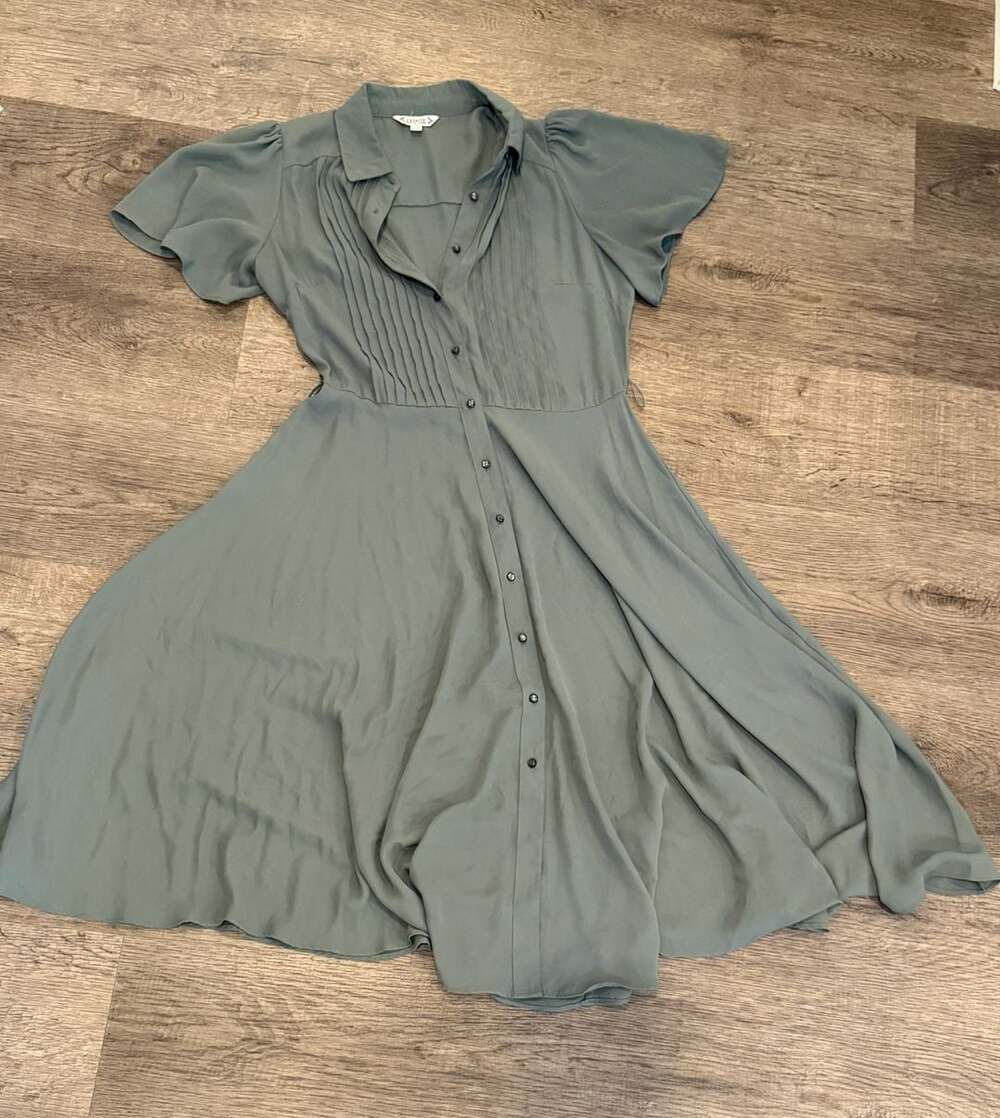 Nanette Lepore Pleated Button-Front A-Line Dress - Sz 2